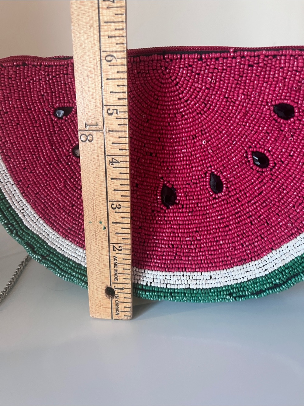 Watermelon Beaded Crossbody Bag Novelty Fruit Purse Cherry Charm - Picture 6 of 9